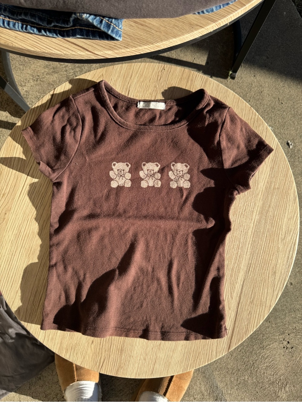 Tilly's Brown Tee with Triple Teddy Graphic